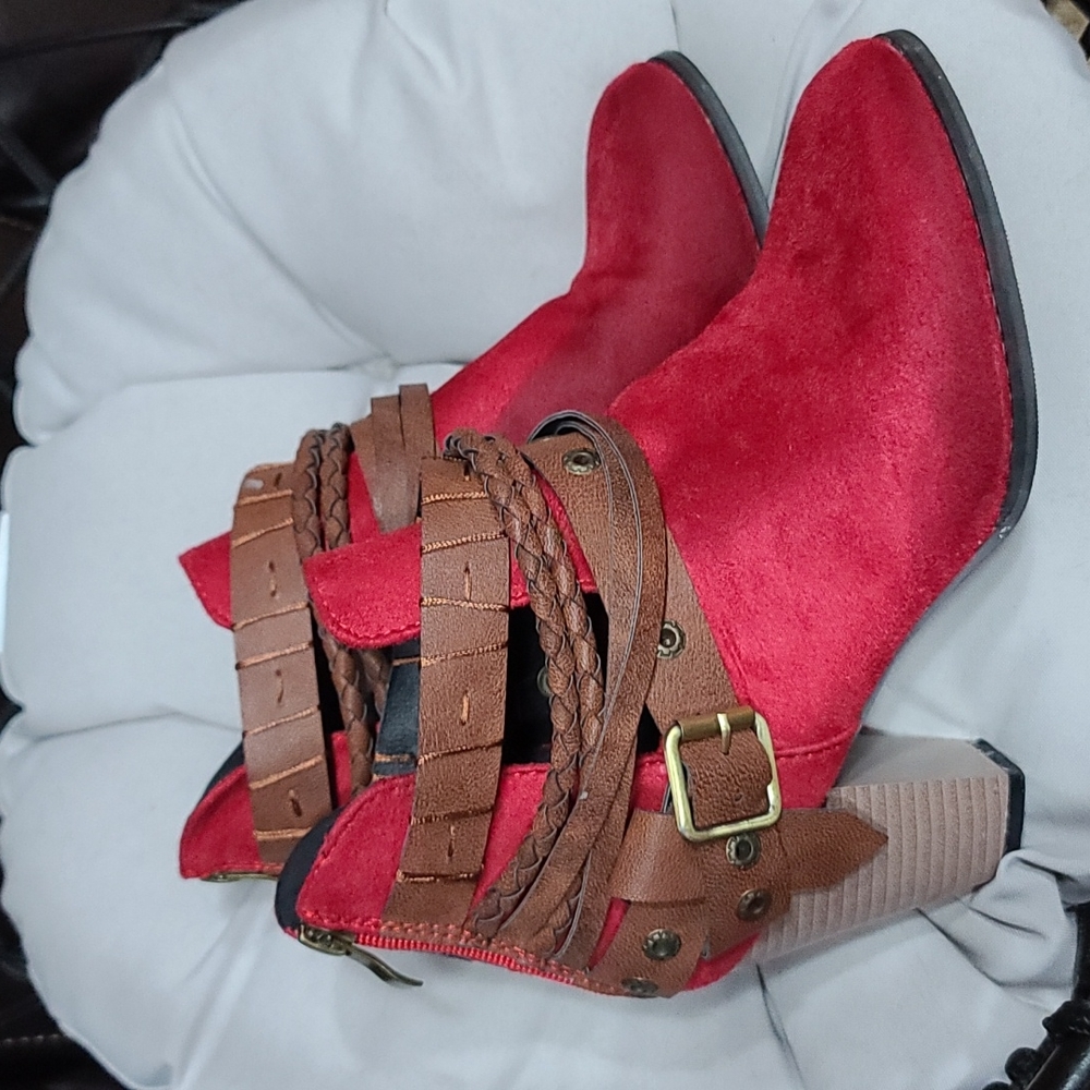 Sexy red ankle boots